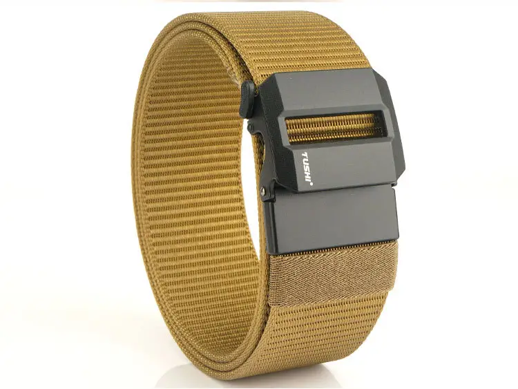 Men's 5CM Black Nylon Belt Automatic Buckle Military Training — feature 21
