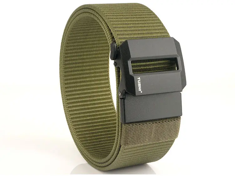 Men's 5CM Black Nylon Belt Automatic Buckle Military Training — feature 22