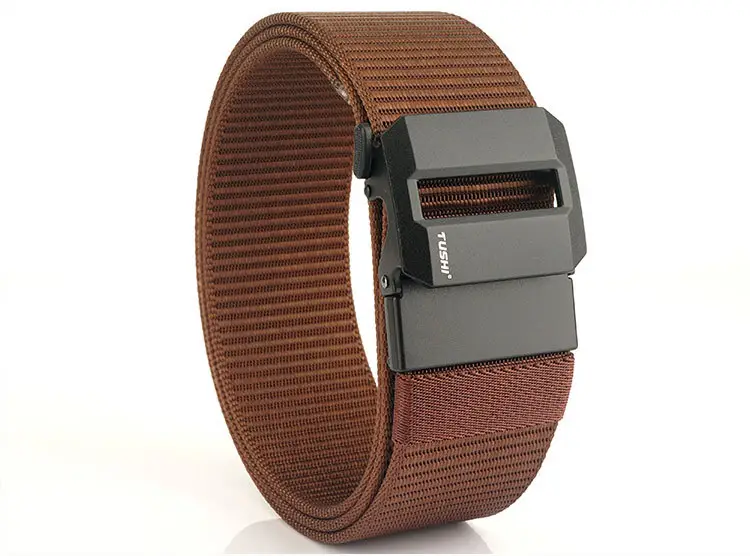 Men's 5CM Black Nylon Belt Automatic Buckle Military Training — feature 23