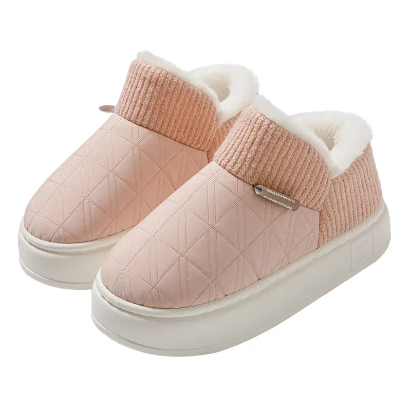 Bug Bunny Bag with Cotton Slippers Women's High Heel Thick Bottom fleece-lined Thick Autumn and Winter Indoor 2023 Men's Slippers - Image 10