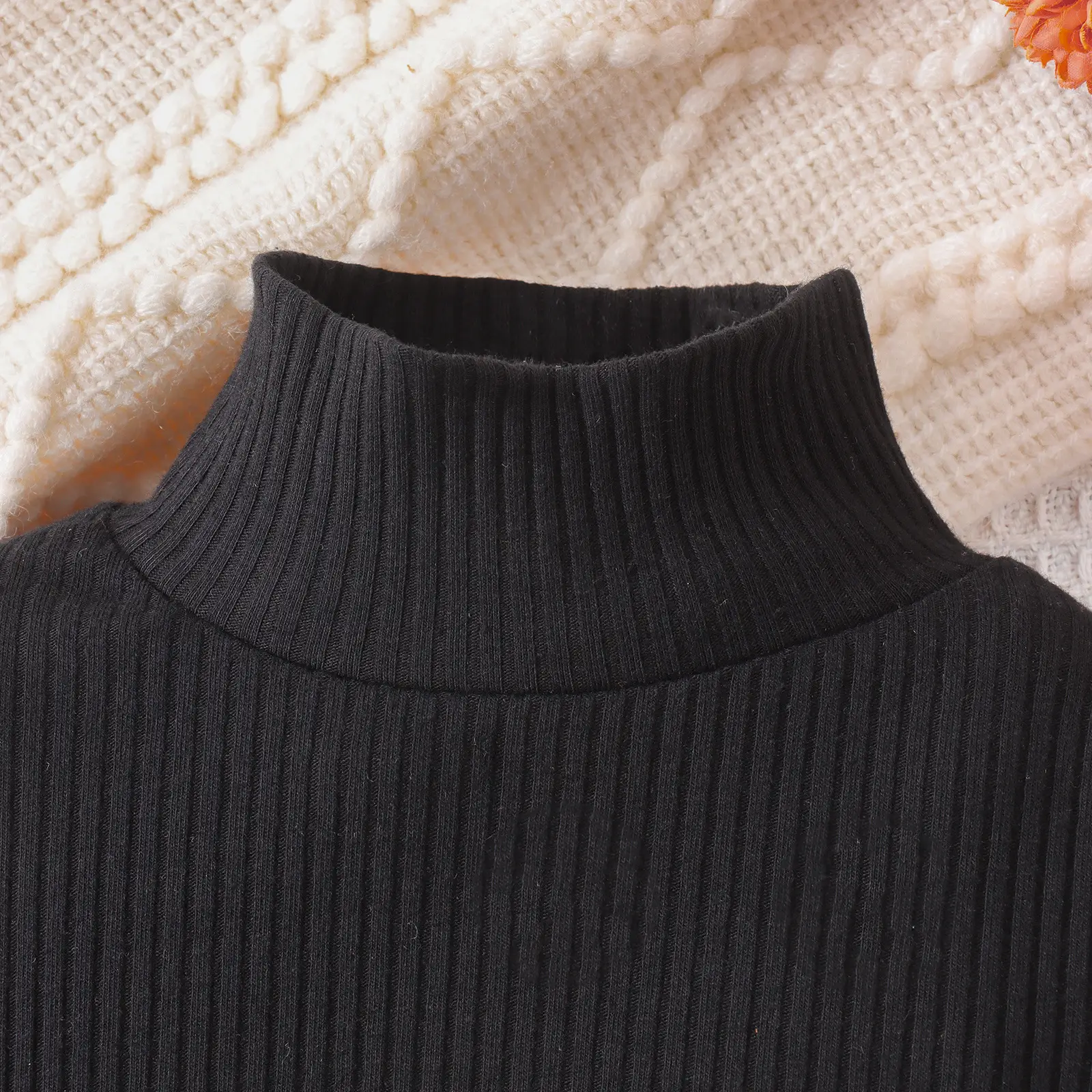 Girls Autumn Winter Suit Orange Bow Long Sleeve Corduroy Skirt - Image 4