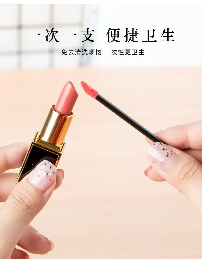100pcs Disposable Lipstick Glaze Stick Portable Makeup Brush — feature 6