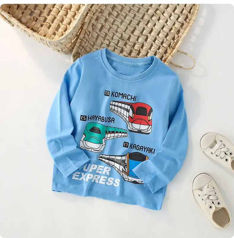 New Boy's Train T-Shirt Cotton Spring Autumn Cartoon — feature 2