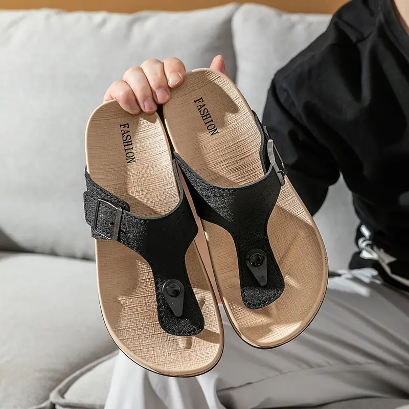Men's White Leather Platform Sandals Casual All-Match