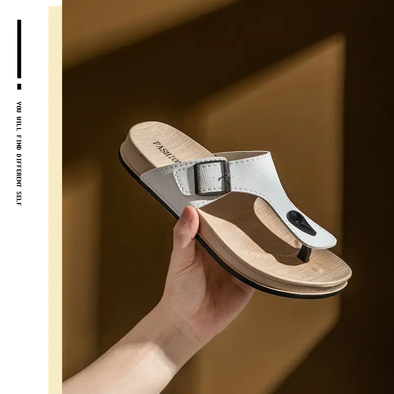 Men's White Leather Platform Sandals Casual All-Match — feature 12