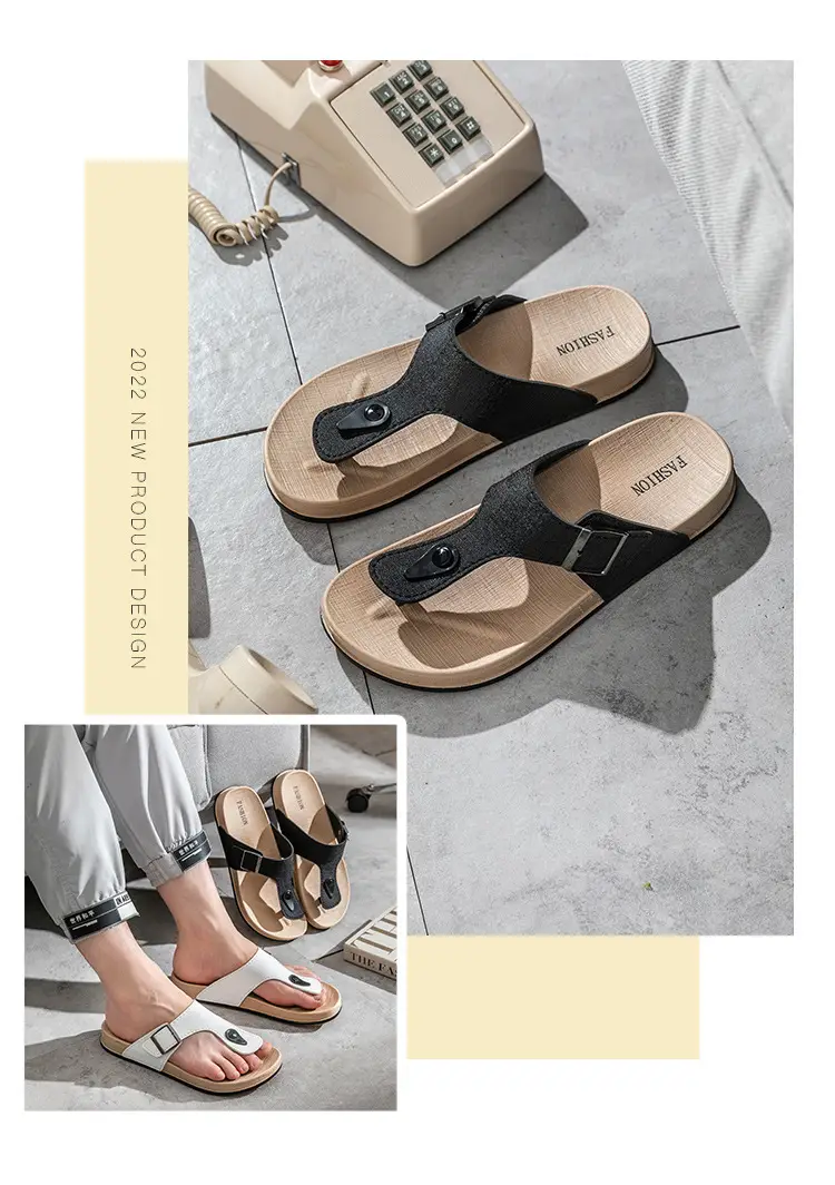 Men's White Leather Platform Sandals Casual All-Match — feature 17