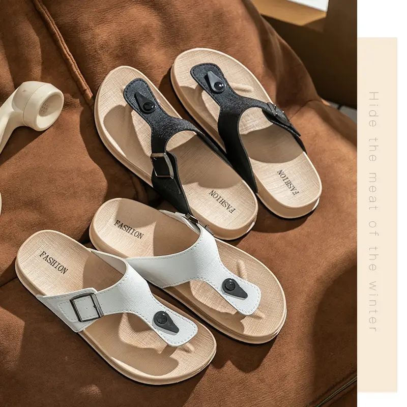 Men's White Leather Platform Sandals Casual All-Match — feature 18