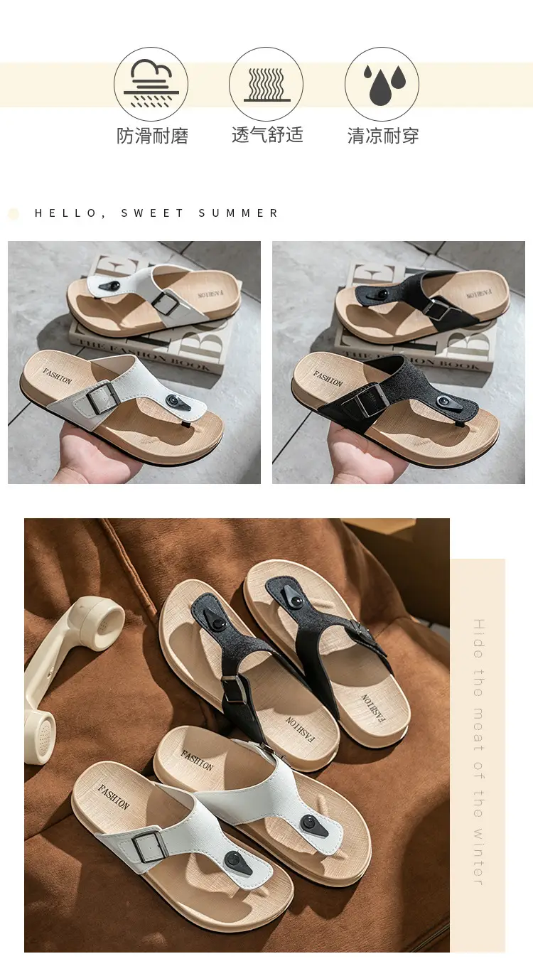 Men's White Leather Platform Sandals Casual All-Match — feature 3