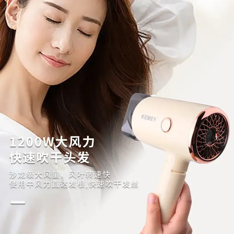 Kemei Mini Hair Dryer Gold Foldable Portable - Image 5