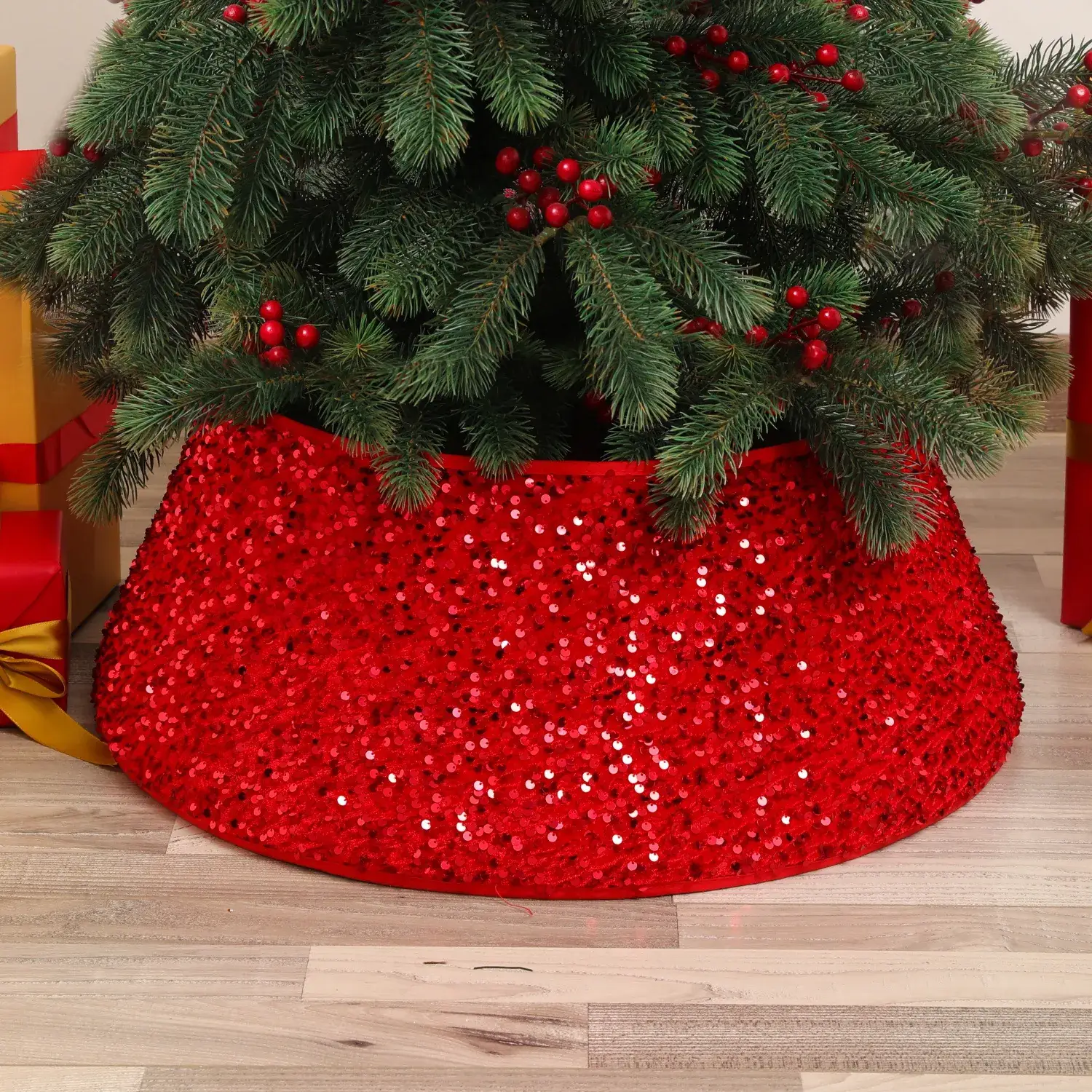 Christmas Tree Skirt with Sequin Decor - Image 3
