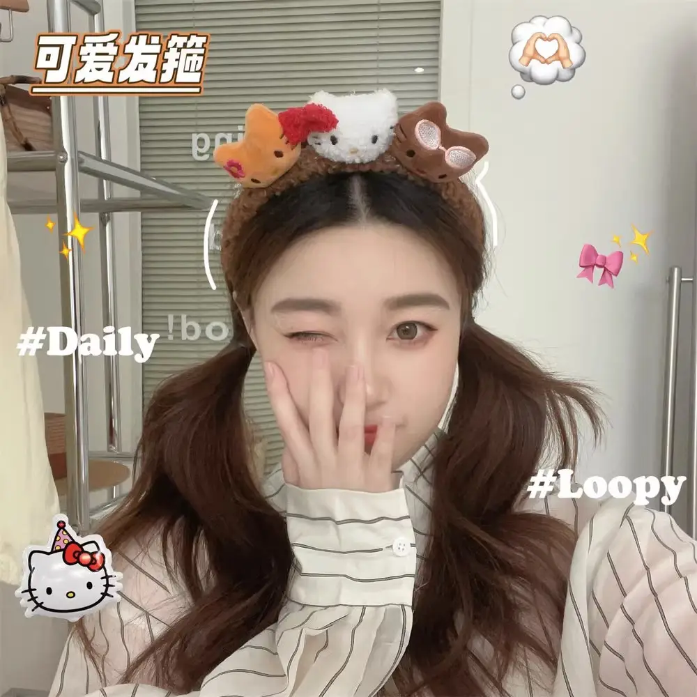 Hello Kitty Plush Cat Headband with Anti-Pressure Hair Accessories
