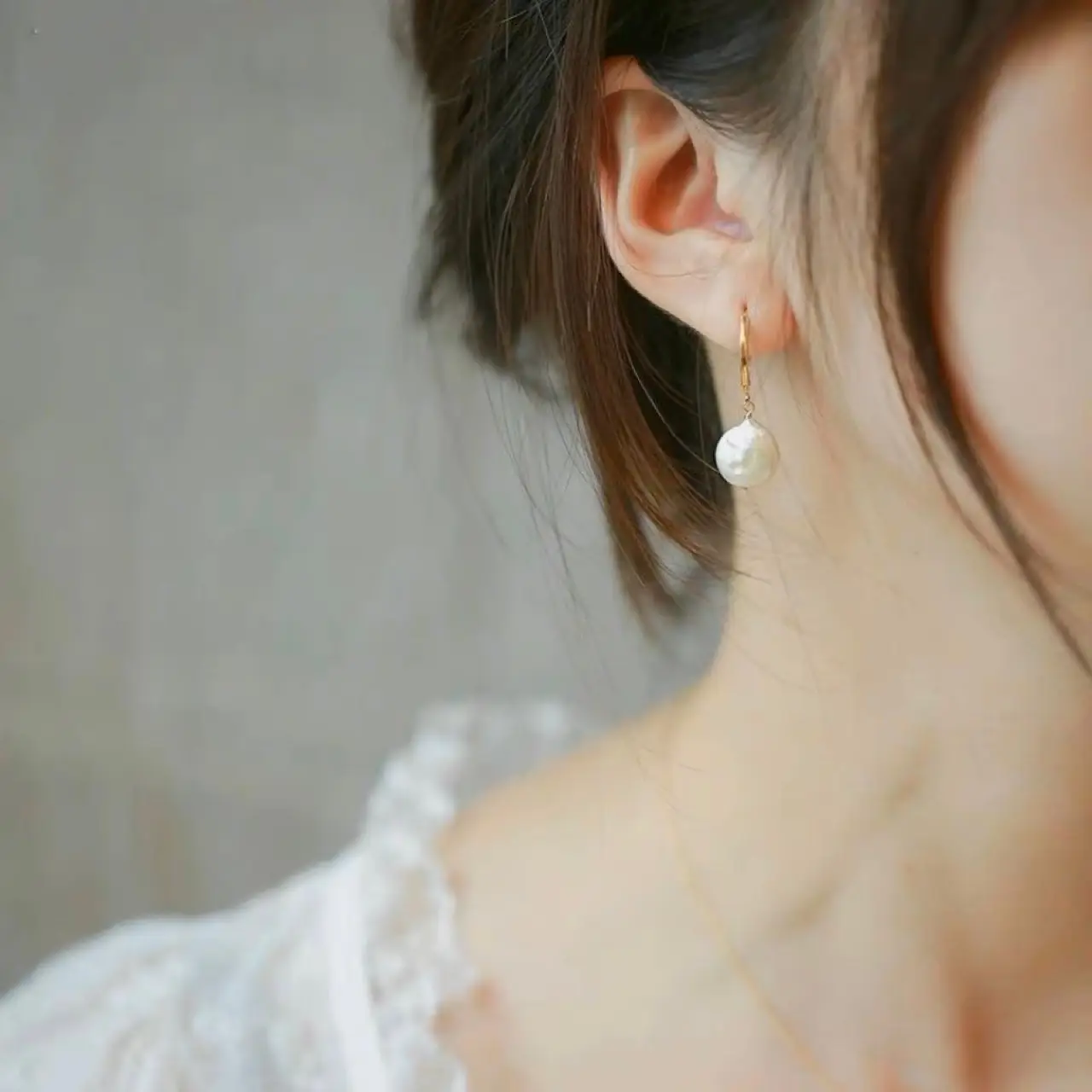 14k Gold Pearl Earrings for Women - Image 4
