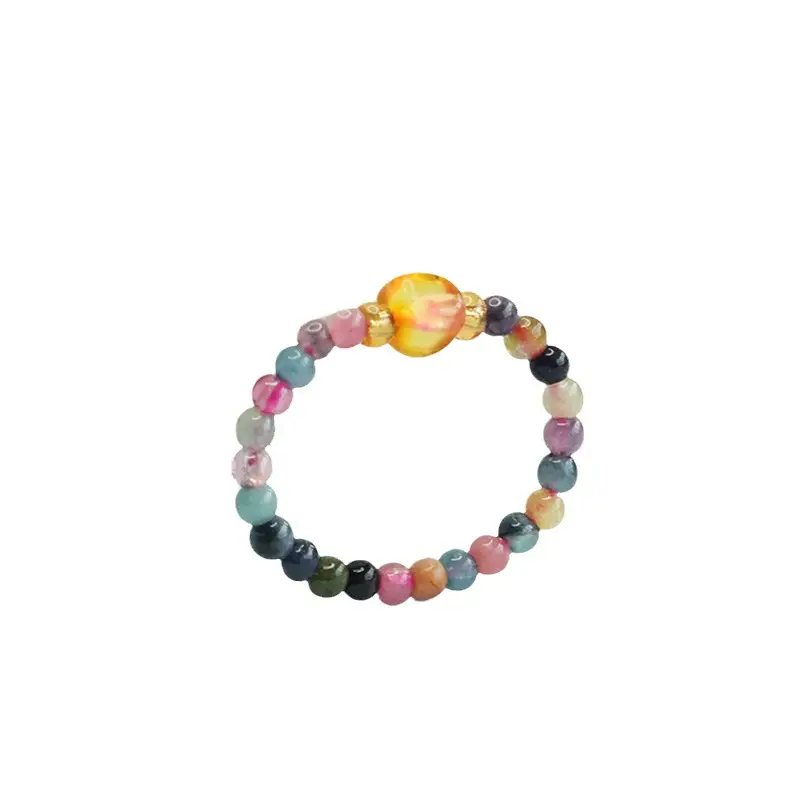 Guan Yu Natural Tourmaline Braided Ring Women's Gemstone