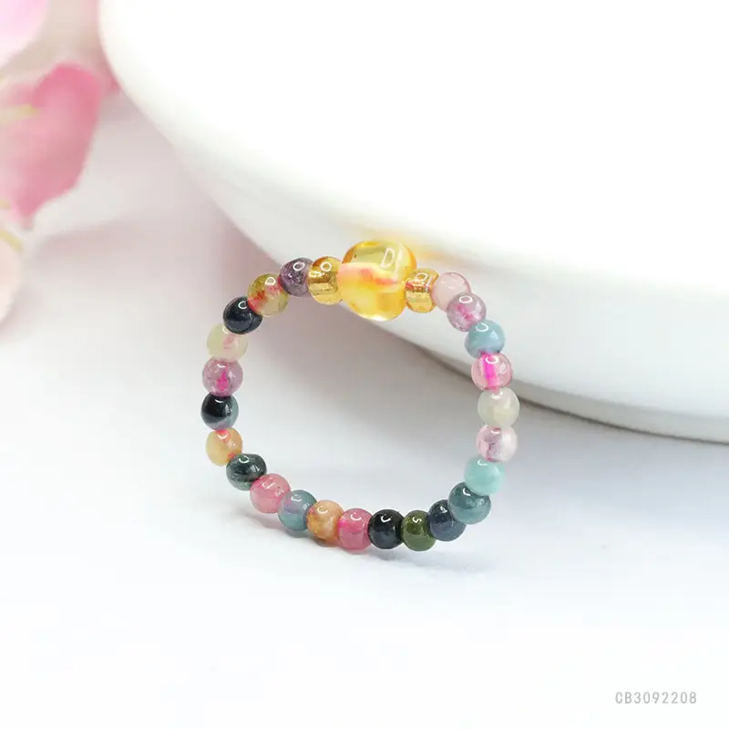 Guan Yu Natural Tourmaline Braided Ring Women's Gemstone — feature 8