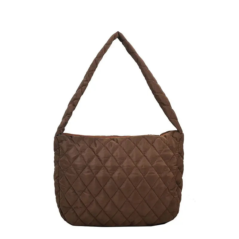 Brown Quilted Shoulder Messenger Bag for Women - Image 2
