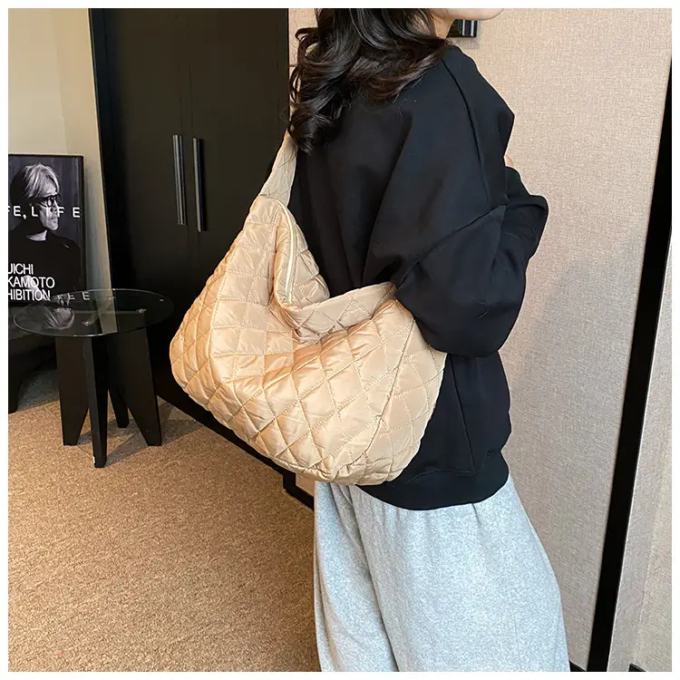 Brown Quilted Shoulder Messenger Bag for Women — feature 10