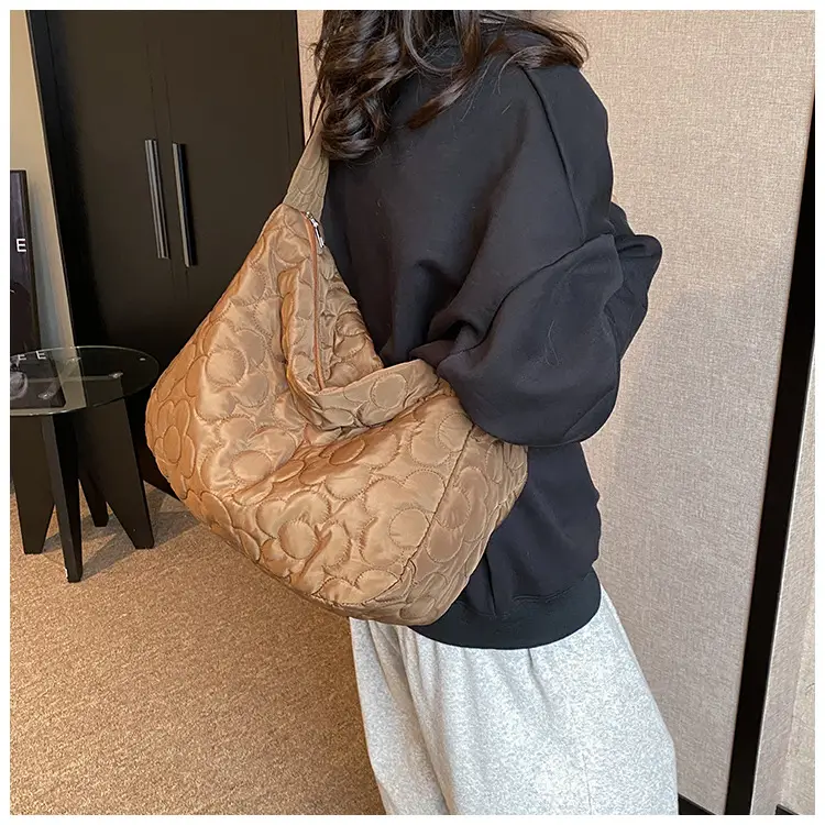 Brown Quilted Shoulder Messenger Bag for Women — feature 13