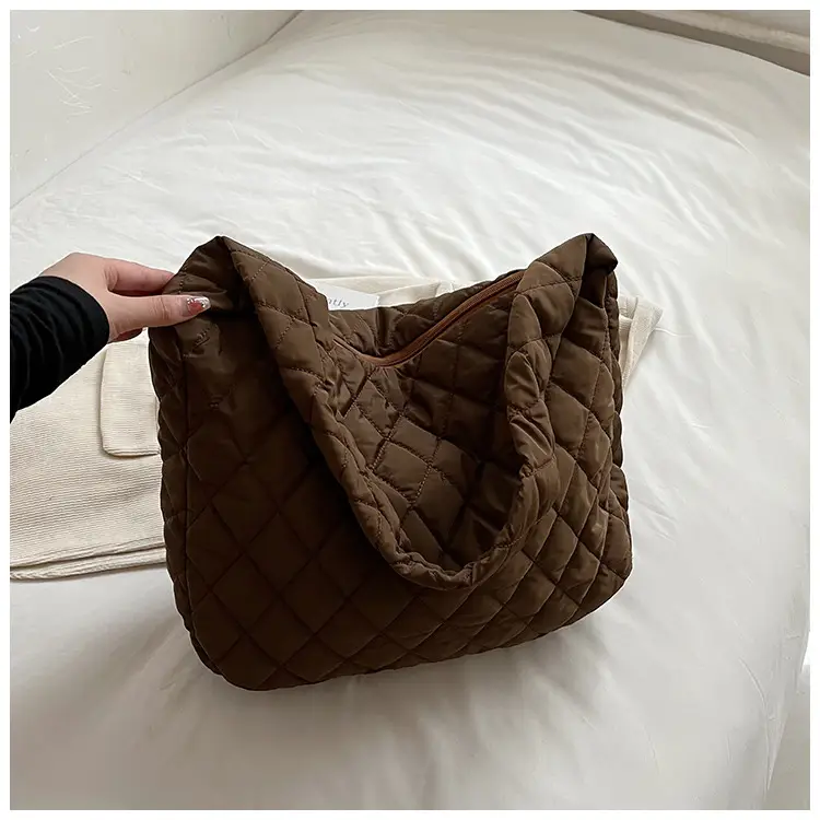 Brown Quilted Shoulder Messenger Bag for Women — feature 17