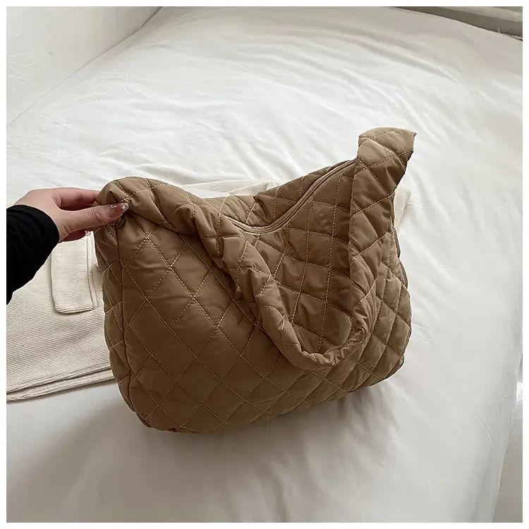 Brown Quilted Shoulder Messenger Bag for Women — feature 18