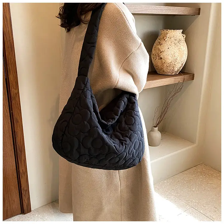 Brown Quilted Shoulder Messenger Bag for Women — feature 2