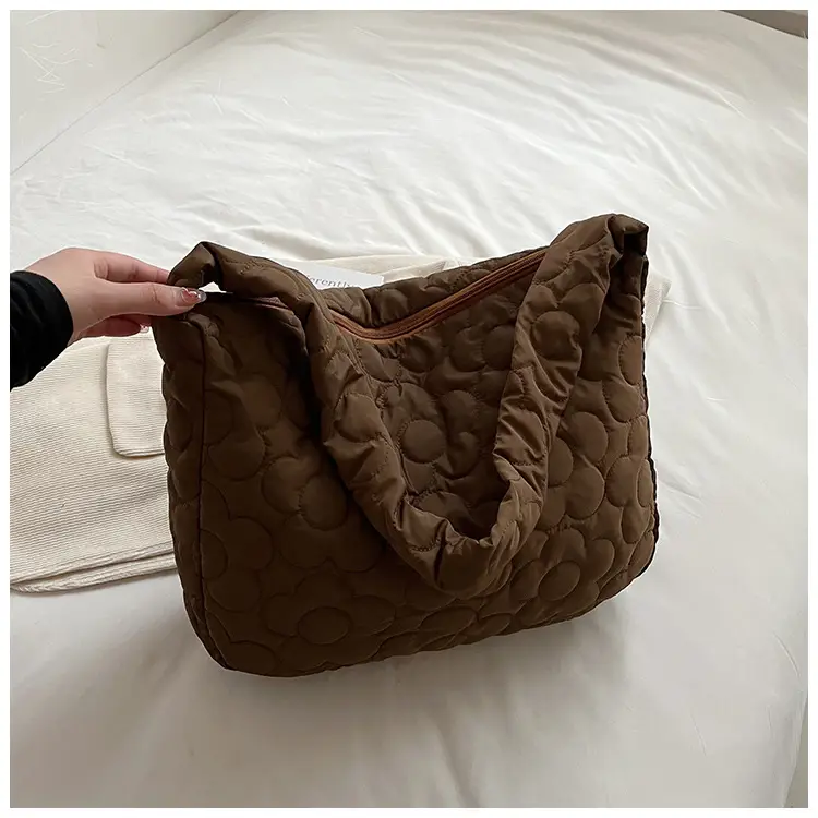 Brown Quilted Shoulder Messenger Bag for Women — feature 23