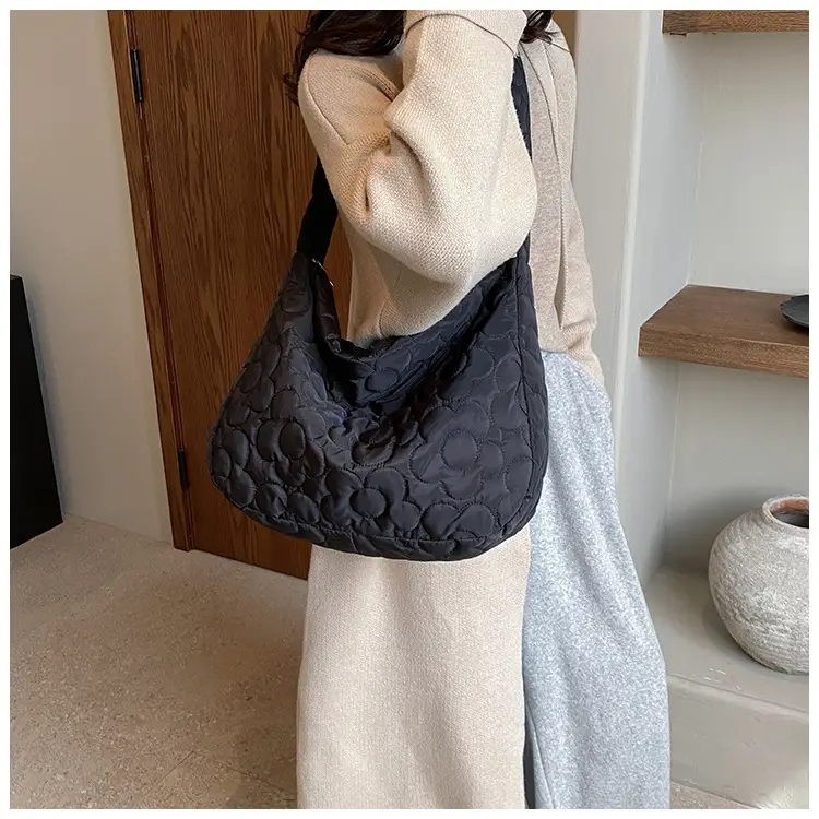 Brown Quilted Shoulder Messenger Bag for Women — feature 3