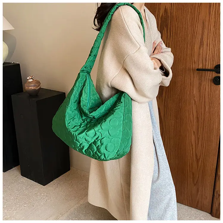 Brown Quilted Shoulder Messenger Bag for Women — feature 4