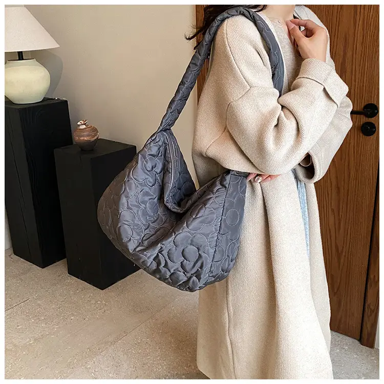 Brown Quilted Shoulder Messenger Bag for Women — feature 6