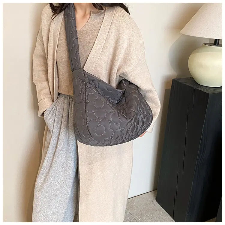 Brown Quilted Shoulder Messenger Bag for Women — feature 8