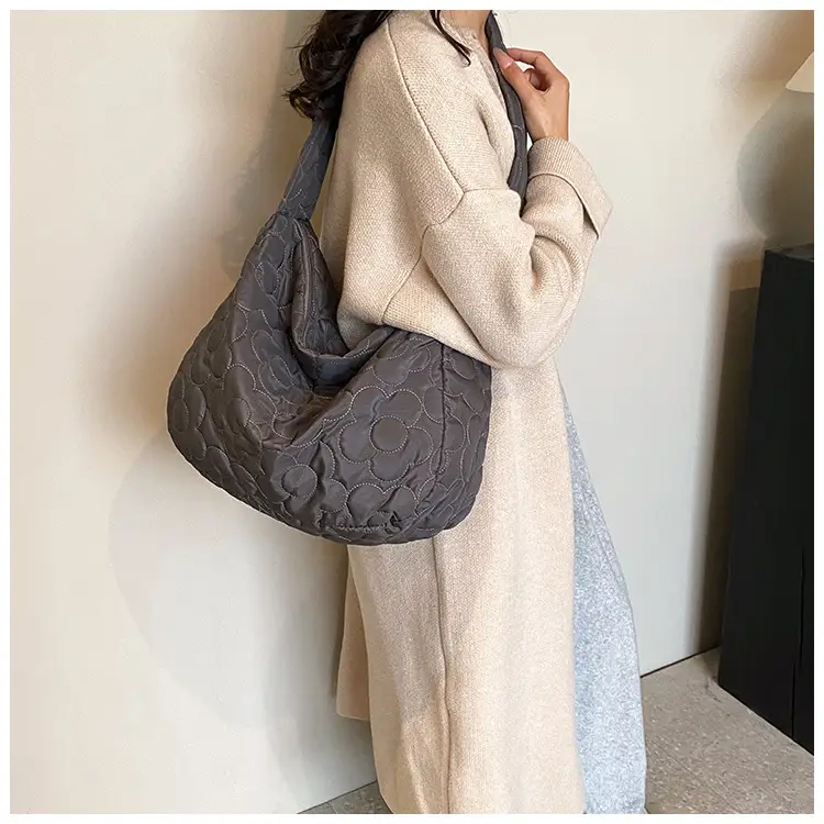 Brown Quilted Shoulder Messenger Bag for Women — feature 9
