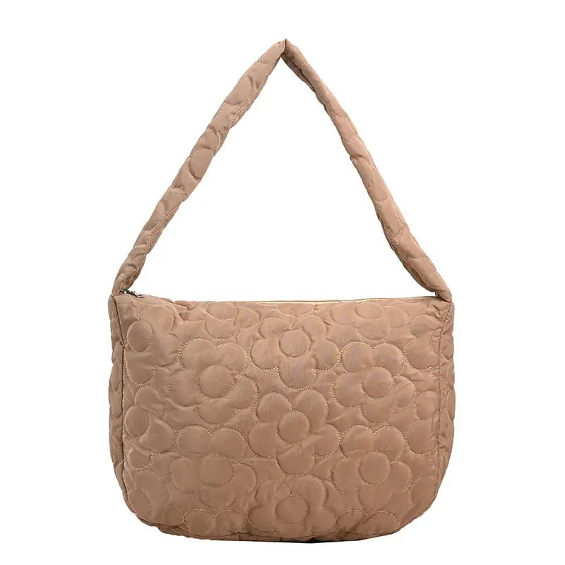 Brown Quilted Shoulder Messenger Bag for Women - Image 10