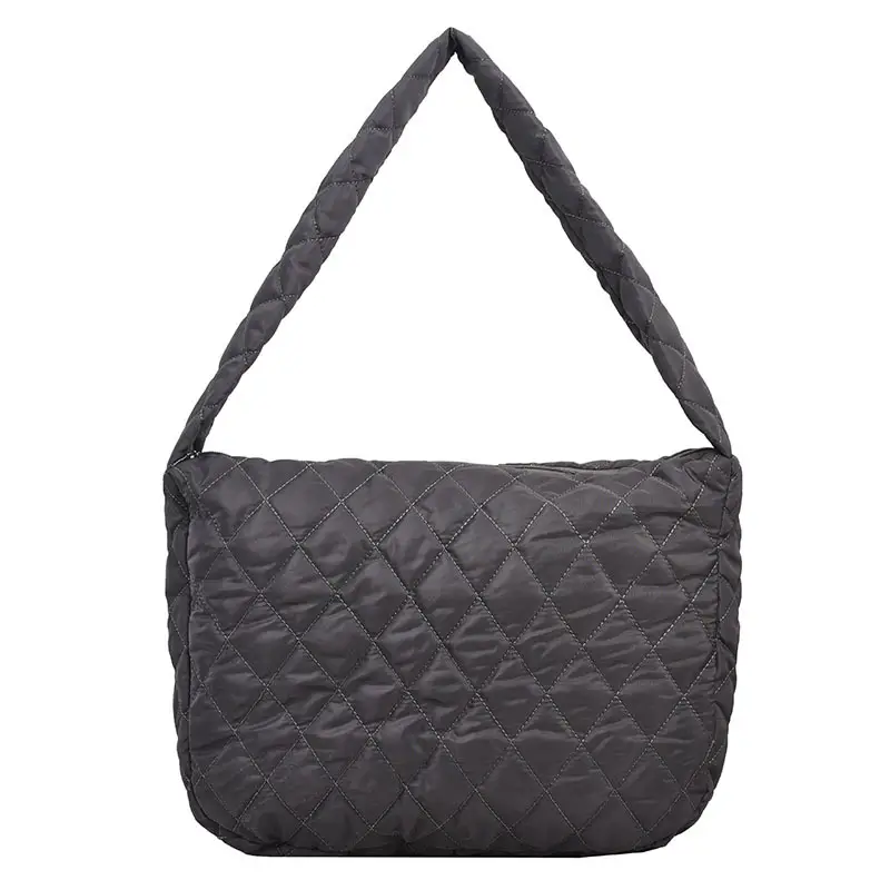 Brown Quilted Shoulder Messenger Bag for Women - Image 3