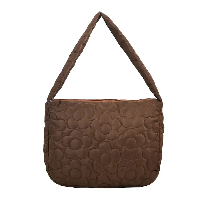 Brown Quilted Shoulder Messenger Bag for Women - Image 8