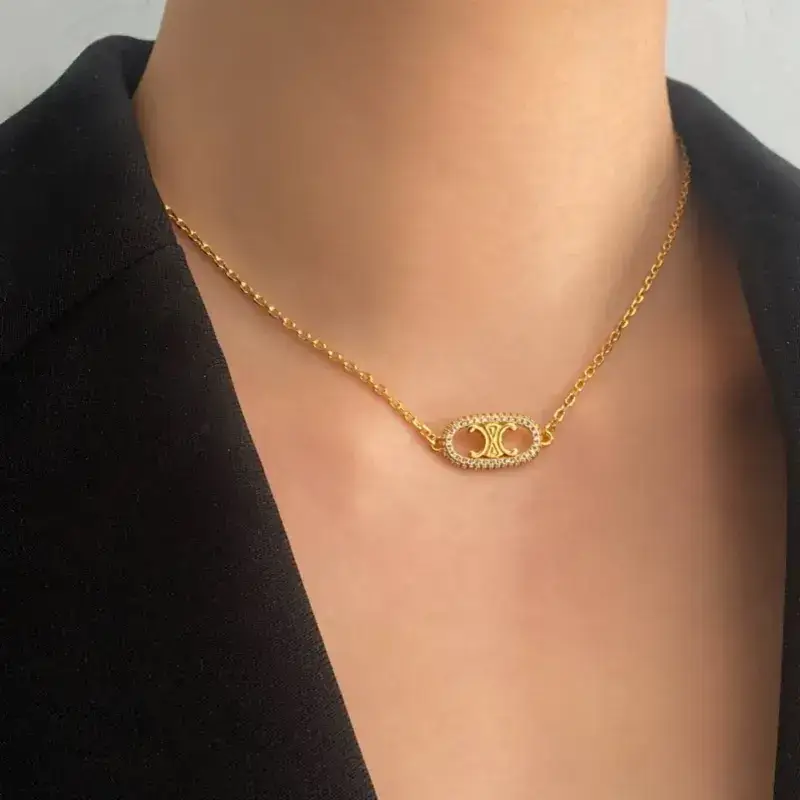 Gold Full Diamond Necklace with Cross-Border Design — feature 12