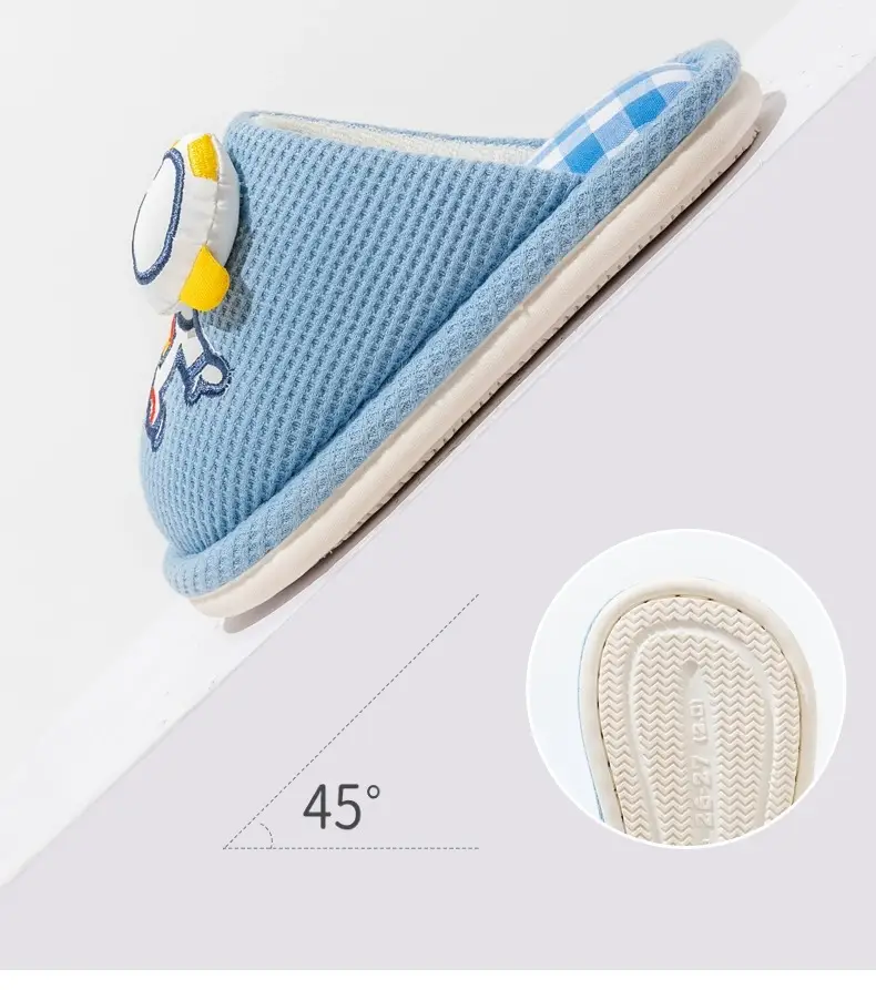 Xinwang cartoon linen slippers children's Four Seasons home wooden floor household mute cotton linen sweat-absorbent slippers with hair — feature 24