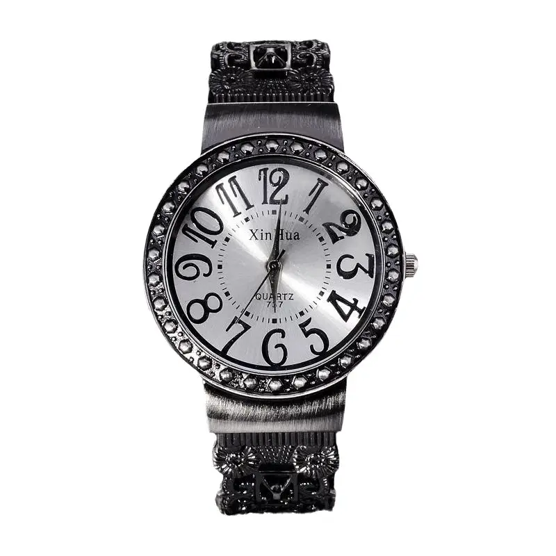 Women's Black Crystal Bracelet Watch with Diamond Dial