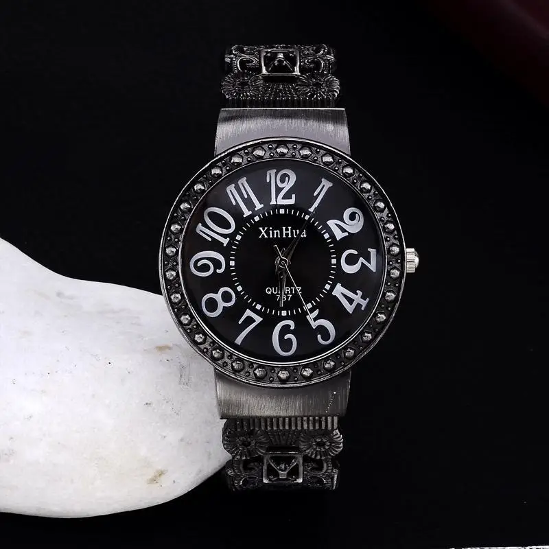 Women's Black Crystal Bracelet Watch with Diamond Dial — feature 4