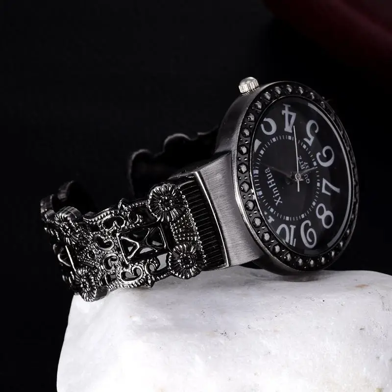 Women's Black Crystal Bracelet Watch with Diamond Dial — feature 6