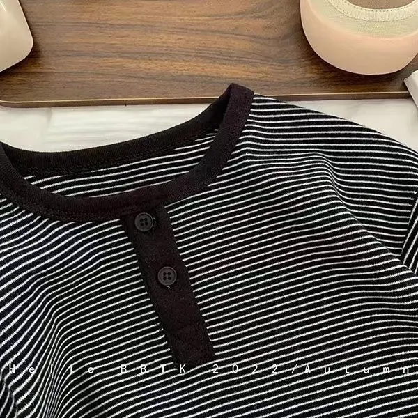 Children's Long Sleeve Thermal Base Layer Shirt Black Striped — feature 1