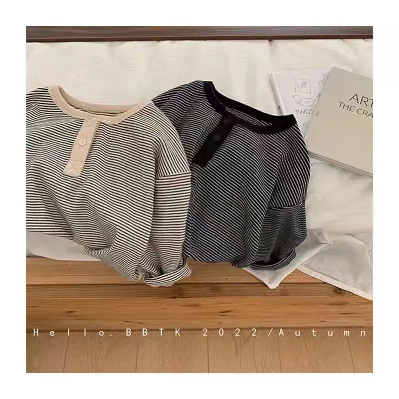 Children's Long Sleeve Thermal Base Layer Shirt Black Striped — feature 2