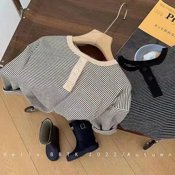Children's Long Sleeve Thermal Base Layer Shirt Black Striped — feature 3
