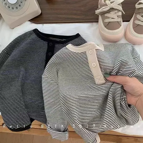 Children's Long Sleeve Thermal Base Layer Shirt Black Striped — feature 4