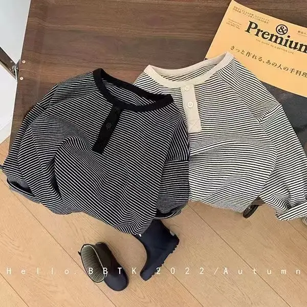 Children's Long Sleeve Thermal Base Layer Shirt Black Striped — feature 7