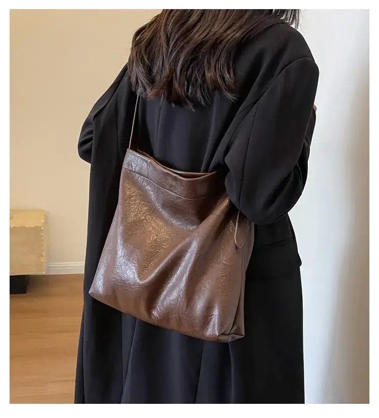 Retro Brown Leather Tote Bag for Women — feature 1