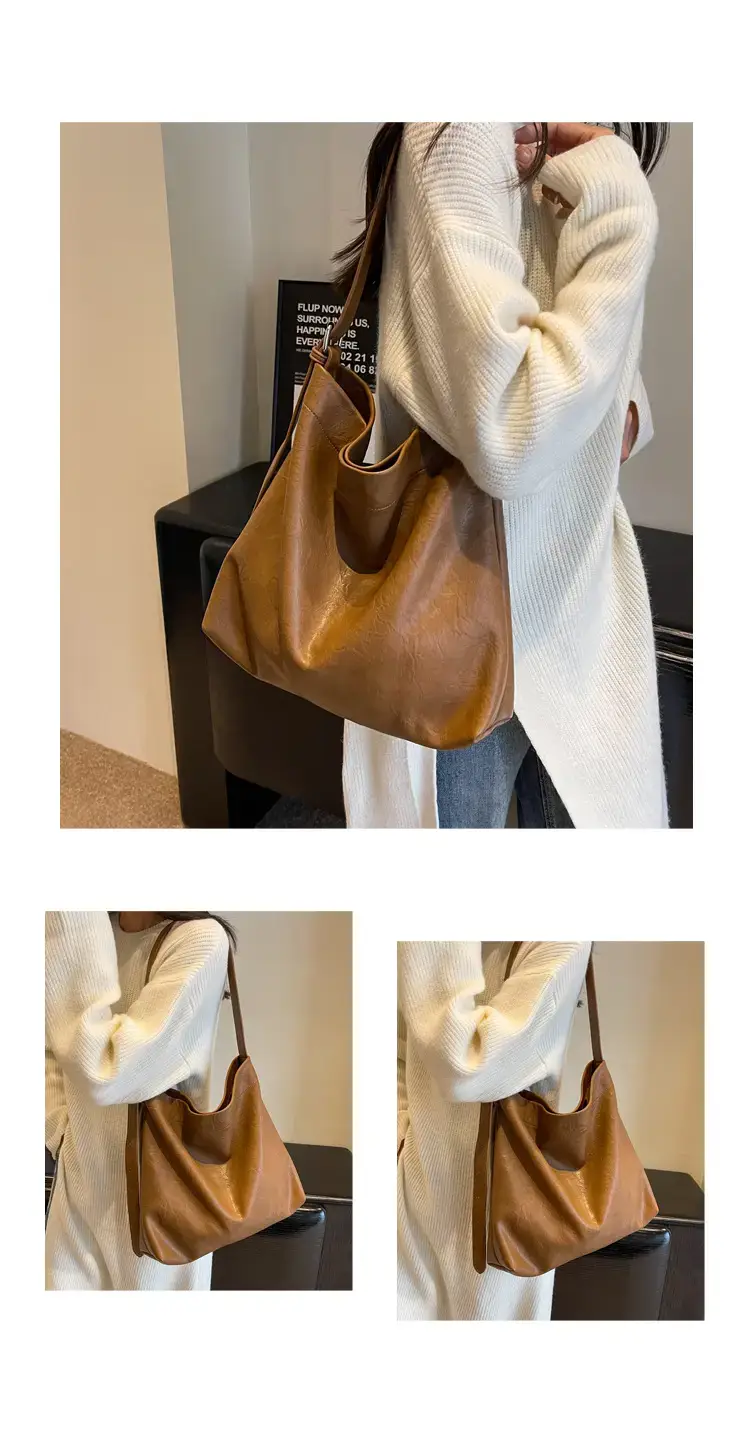 Retro Brown Leather Tote Bag for Women — feature 11