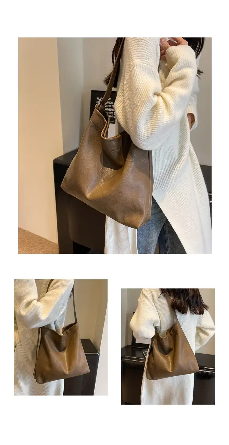 Retro Brown Leather Tote Bag for Women — feature 12