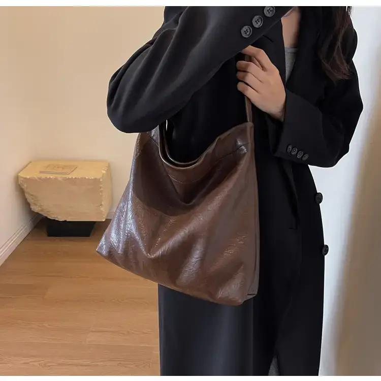 Retro Brown Leather Tote Bag for Women — feature 21