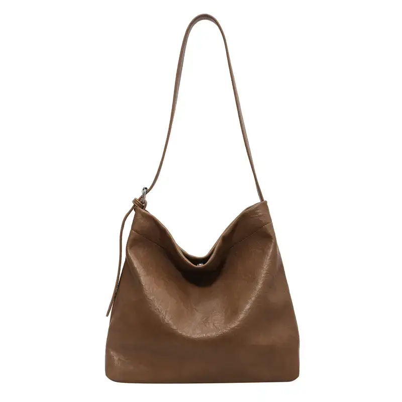 Retro Brown Leather Tote Bag for Women - Image 2