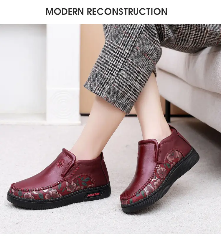 Winter old Beijing cloth shoes women's cotton-padded shoes middle-aged and elderly fleece-lined thick warm mom shoes soft bottom non-slip snow boots — feature 25