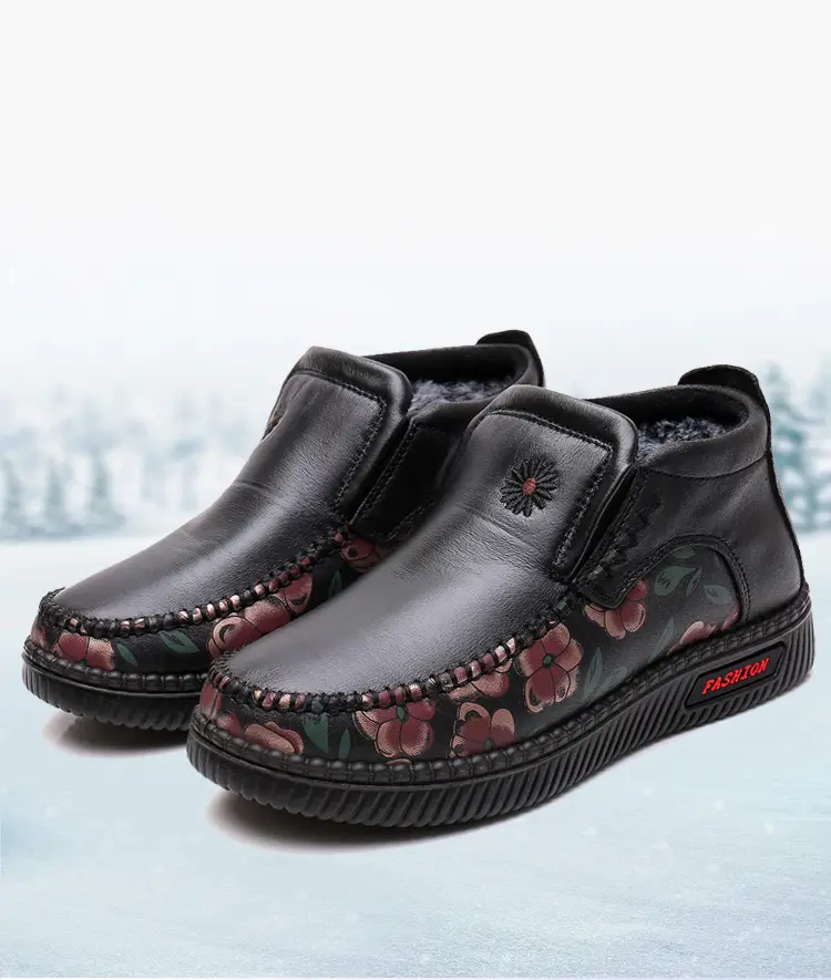 Winter old Beijing cloth shoes women's cotton-padded shoes middle-aged and elderly fleece-lined thick warm mom shoes soft bottom non-slip snow boots — feature 8